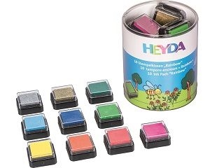 Mini bélyegzőpárna készlet, 3x3cm, 10db/cs - SZIVÁRVÁNY