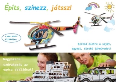 Helikopter - Kifestő karton makett építő - és kreatív szett